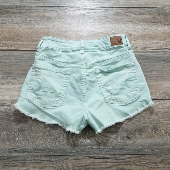 American Eagle Women Girls Jean Short Shorts Size 2 Daisy Dukes Seafoam Destress - Picture 9 of 12